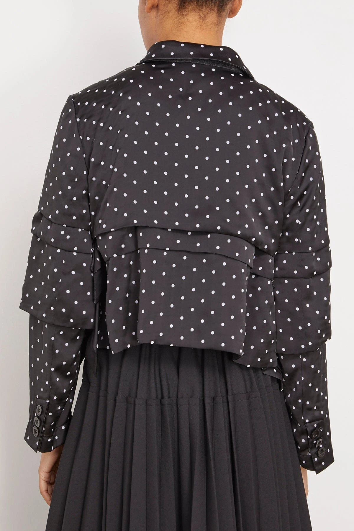 Sacai Polka Dot Flock Print Jacket In Black 6 Sacai Polka Dot Flock Print Jacket In Black - Image 4