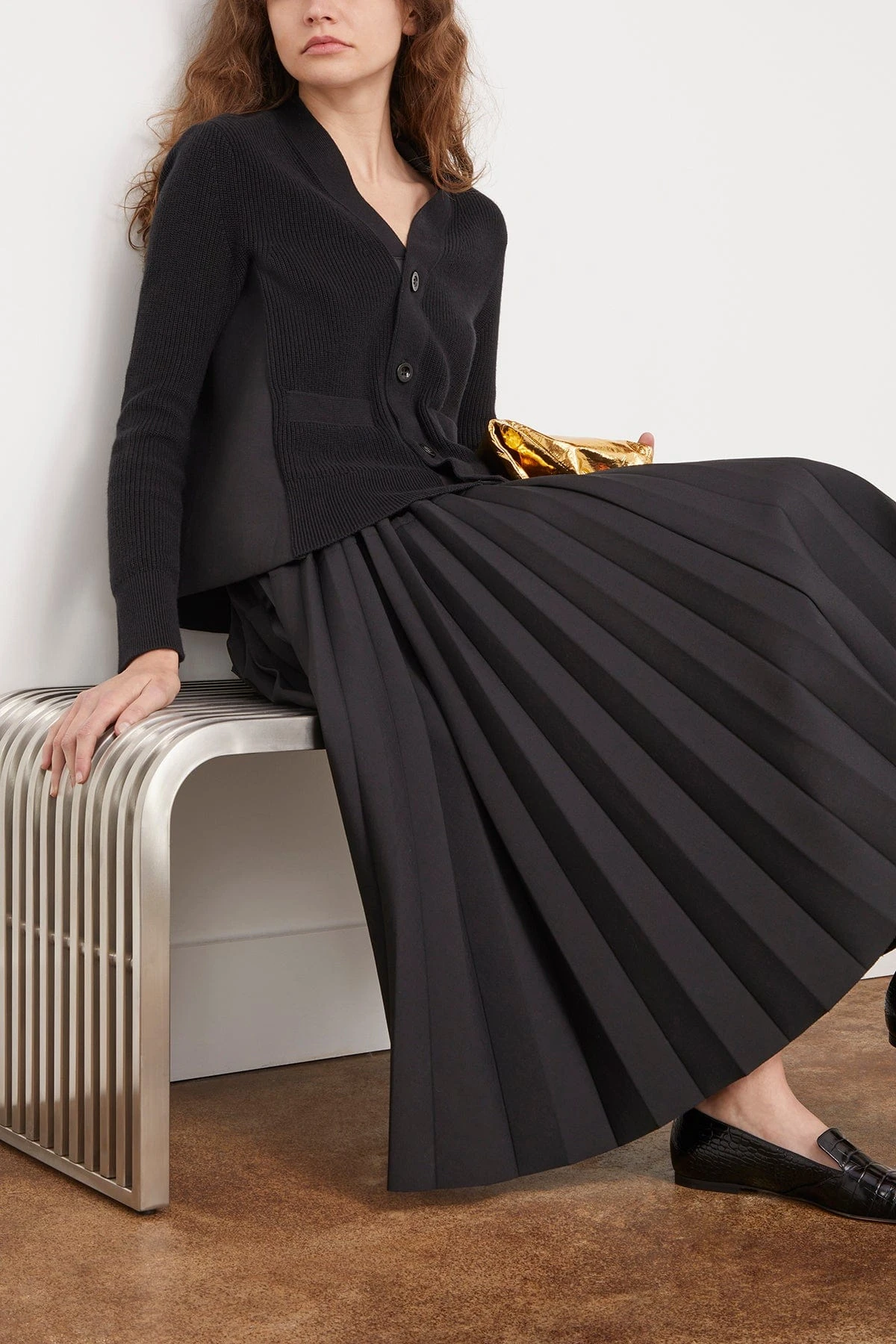 Sacai Suiting Bonding X Cotton Cashmere Knit Cardigan In Black 4 Sacai Suiting Bonding X Cotton Cashmere Knit Cardigan In Black - Image 2