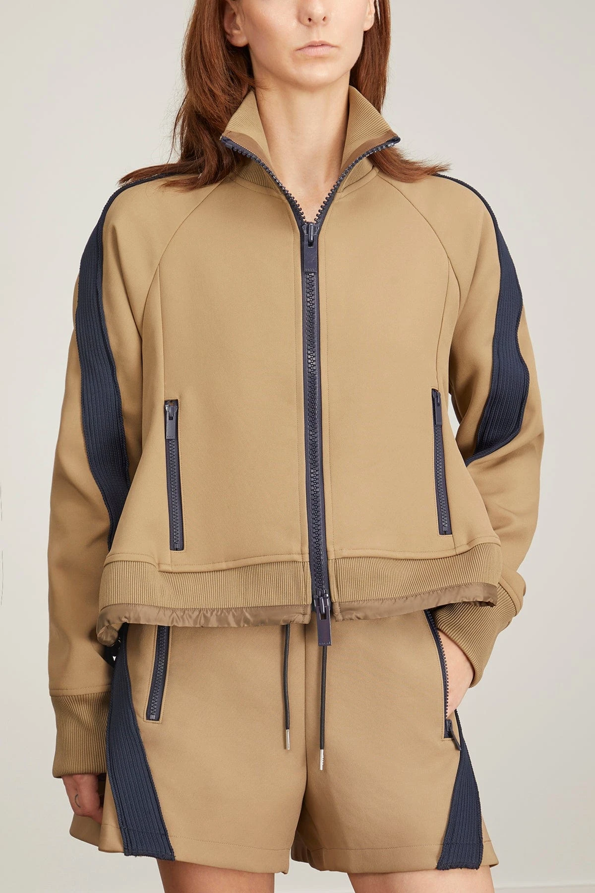 Sacai Technical Jersey Blouson In Beige 5 Sacai Technical Jersey Blouson In Beige - Image 3