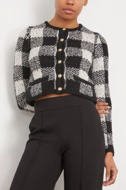 SEA Chiyo Check Knit Long Sleeve Button Down Cardigan In Multi -DOROTHE Clothing Shop sea ChiyoCheckKnitLongSleeveButtonDownCardiganinMulti 2