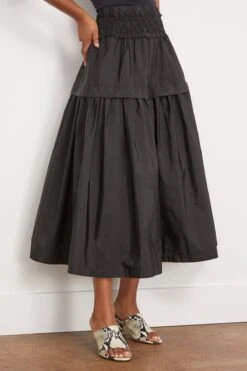 SEA Diana Taffeta Smocked Midi Skirt In Black 8 SEA Diana Taffeta Smocked Midi Skirt In Black -DOROTHE Clothing Shop sea DianaTaffetaSmockedMidiSkirtinBlack 2