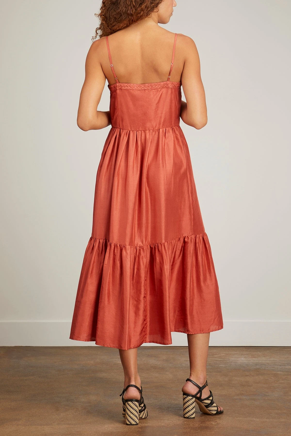 SEA Kyle Solid Slip Dress With Braid In Coral 6 SEA Kyle Solid Slip Dress With Braid In Coral - Image 4
