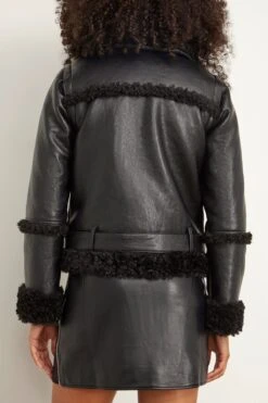 Charleston Sherpa Moto Jacket In Black -DOROTHE Clothing Shop simkhai CharlestonSherpaMotoJacketinBlack 3