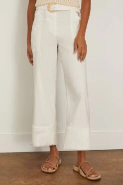 Summer Staples Belted Crop Wide Leg Pant In White 8 Summer Staples Belted Crop Wide Leg Pant In White -DOROTHE Clothing Shop simkhai SummerStaplesBeltedCropWideLegPantinWhite 2