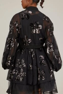 Simone Rocha Long Puff Sleeve Zip-Up Bomber Coat In Black -DOROTHE Clothing Shop simone rocha long puff sleeve zip up bomber coat in black 3