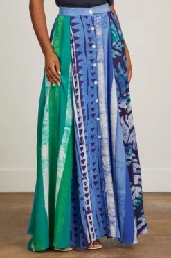 Hand-Batik Mixed Print Silk A-Line Long Skirt In Multicolor 8 Hand-Batik Mixed Print Silk A-Line Long Skirt In Multicolor -DOROTHE Clothing Shop studio189 hand batik mixed print silk aline long skirt in multicolor 2