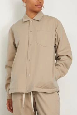 Padded Coach Shirt In Sand Beige 8 Padded Coach Shirt In Sand Beige -DOROTHE Clothing Shop tanaka PaddedCoachShirtinSandBeige 2