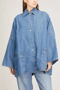 Toteme Denim Overshirt Jacket In Soft Blue -DOROTHE Clothing Shop toteme denim overshirt jacket in soft blue 2
