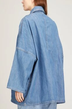Toteme Denim Overshirt Jacket In Soft Blue -DOROTHE Clothing Shop toteme denim overshirt jacket in soft blue 3