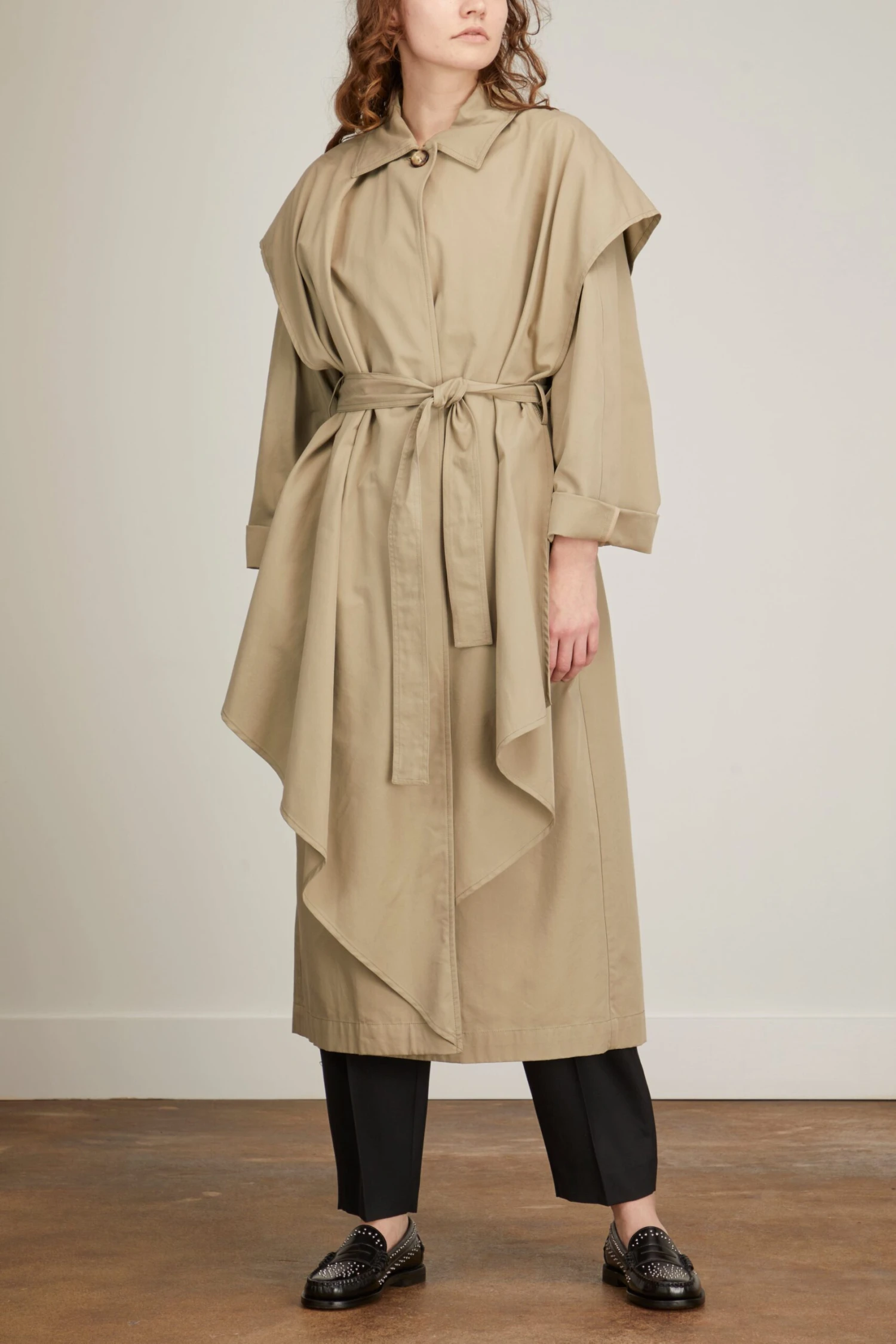 Toteme Layered Cotton Cupro Trench In Wet Sand 5 Toteme Layered Cotton Cupro Trench In Wet Sand - Image 3