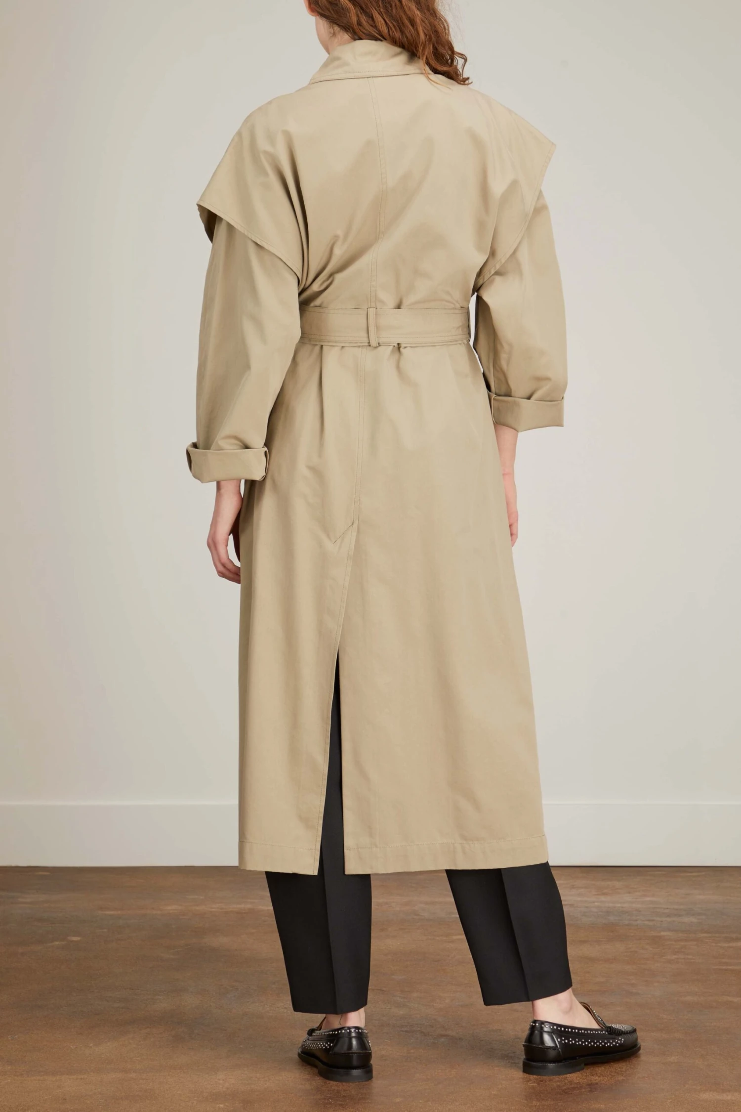 Toteme Layered Cotton Cupro Trench In Wet Sand 6 Toteme Layered Cotton Cupro Trench In Wet Sand - Image 4