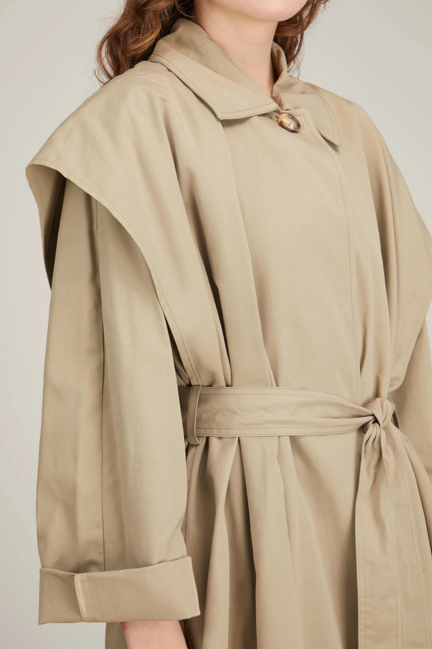 Toteme Layered Cotton Cupro Trench In Wet Sand 7 Toteme Layered Cotton Cupro Trench In Wet Sand - Image 5