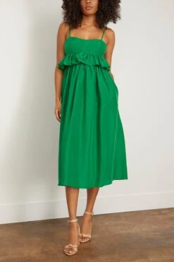 ULLA JOHNSON Amaliya Dress In Emerald 8 ULLA JOHNSON Amaliya Dress In Emerald -DOROTHE Clothing Shop ullajohnson AmaliyaDressinEmerald 2