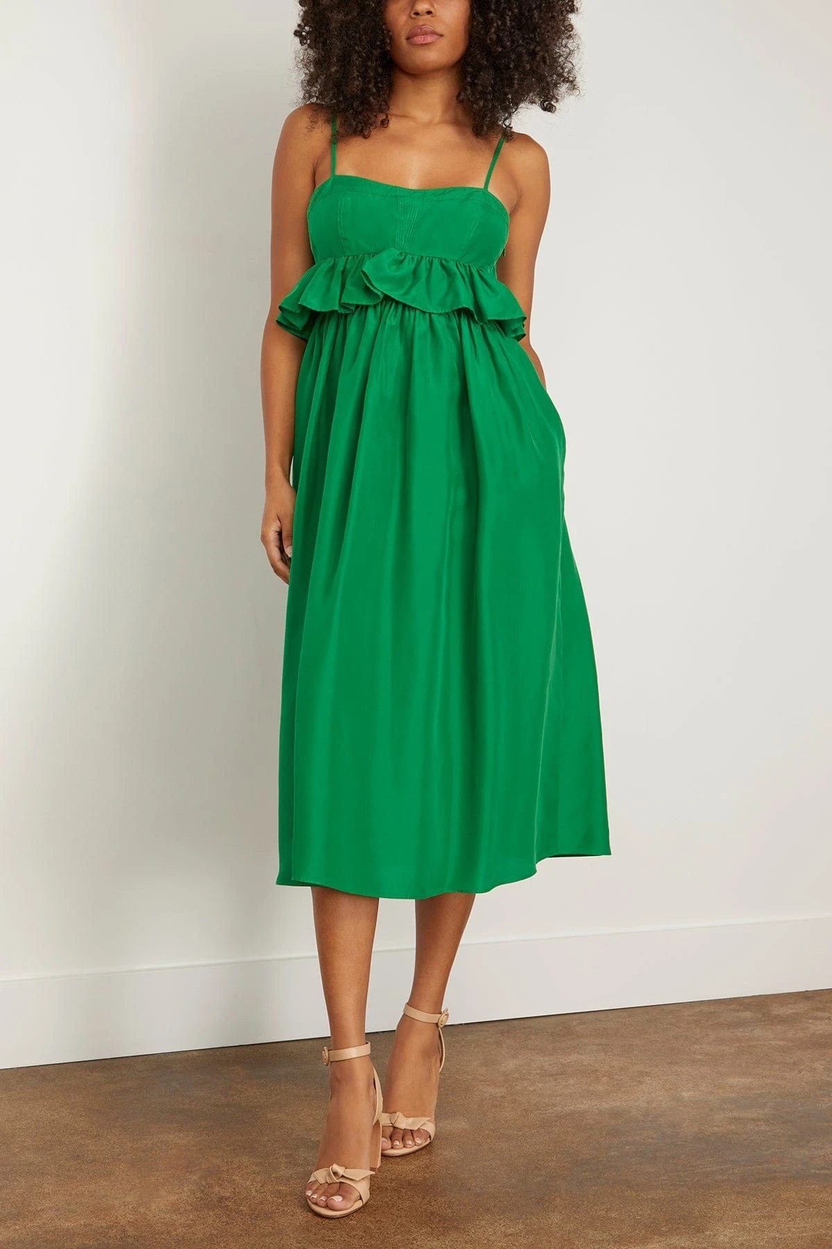 ULLA JOHNSON Amaliya Dress In Emerald 5 ULLA JOHNSON Amaliya Dress In Emerald - Image 3