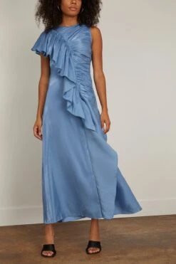 ULLA JOHNSON Lali Dress In River 8 ULLA JOHNSON Lali Dress In River -DOROTHE Clothing Shop ullajohnson LaliDressinRiver 2