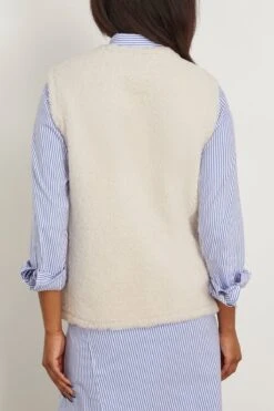 Curly Lamb Vest In Meringue -DOROTHE Clothing Shop yvessalomon CurlyLambVestinMeringue 3
