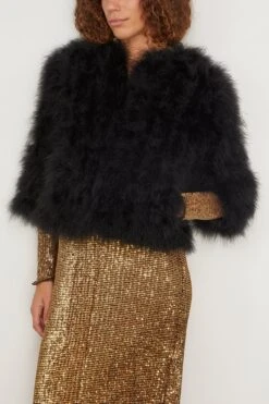 Feathers Jacket In Noir -DOROTHE Clothing Shop yvessalomon FeathersJacketinNoir 2