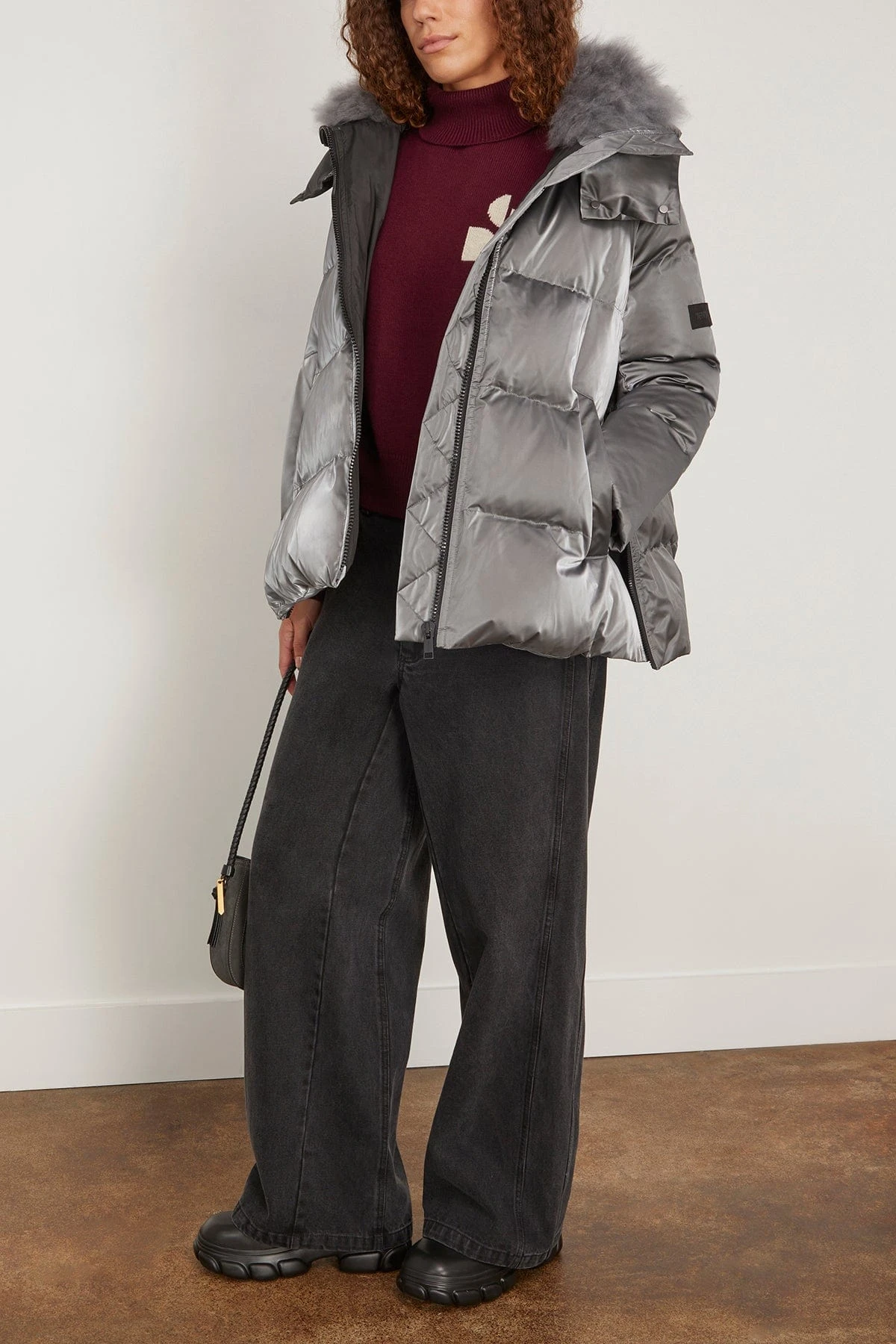 Irise Down Coat With Lamb Trim In Basalte 4 Irise Down Coat With Lamb Trim In Basalte - Image 2