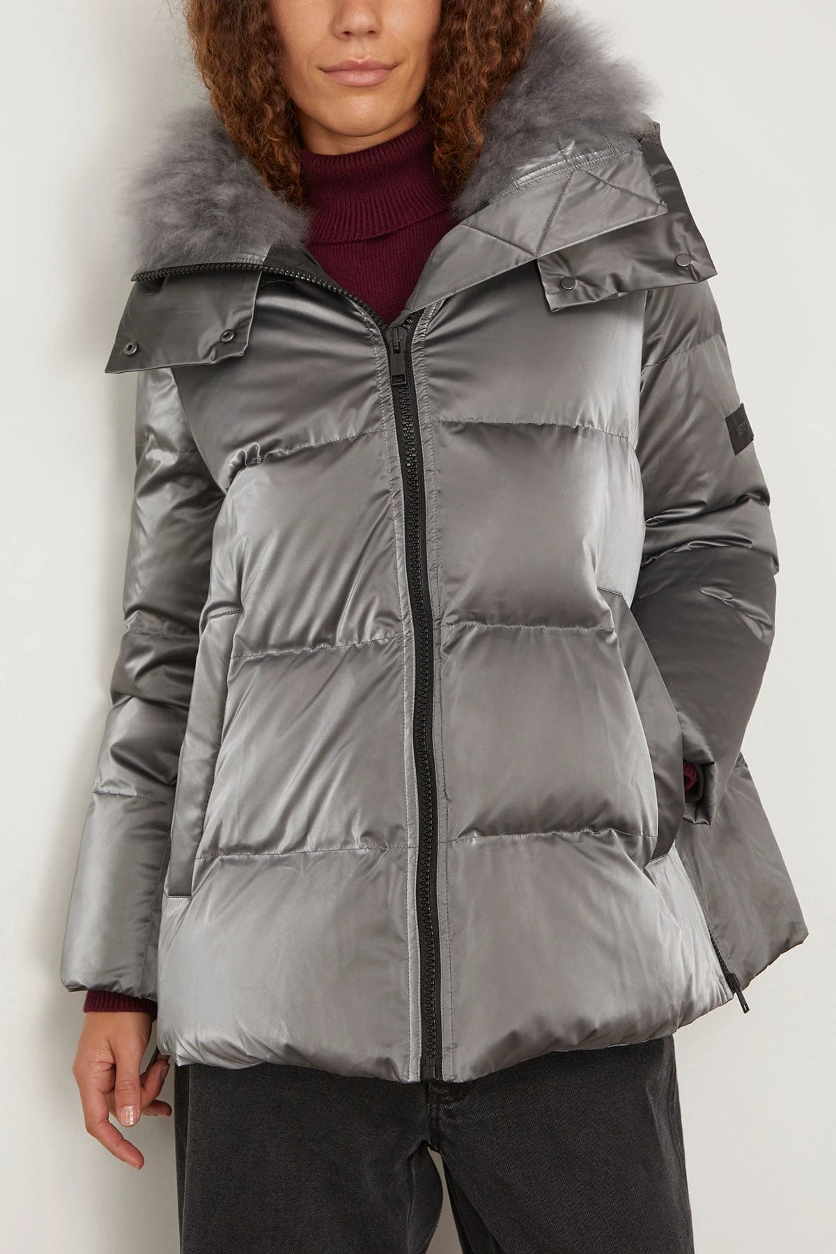 Irise Down Coat With Lamb Trim In Basalte 5 Irise Down Coat With Lamb Trim In Basalte - Image 3