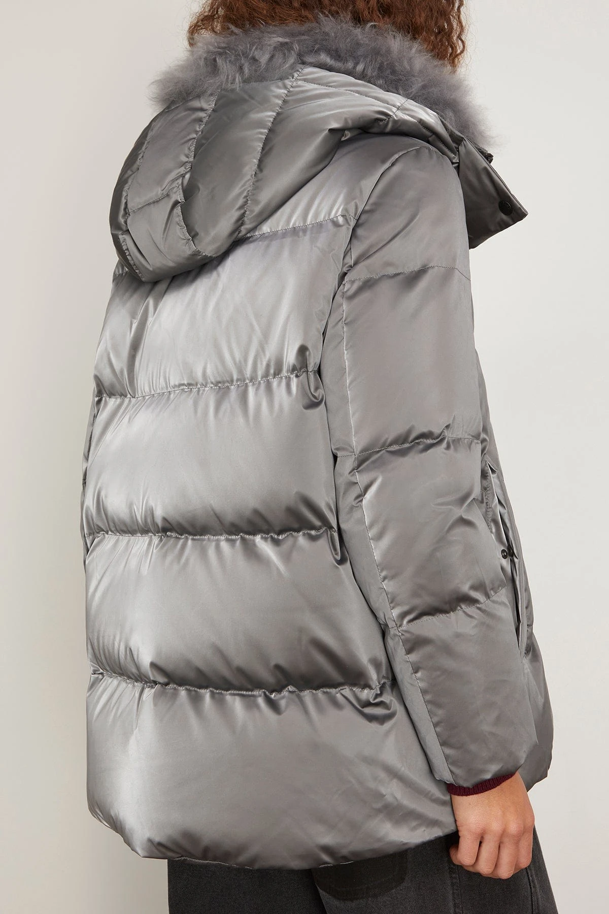 Irise Down Coat With Lamb Trim In Basalte 6 Irise Down Coat With Lamb Trim In Basalte - Image 4