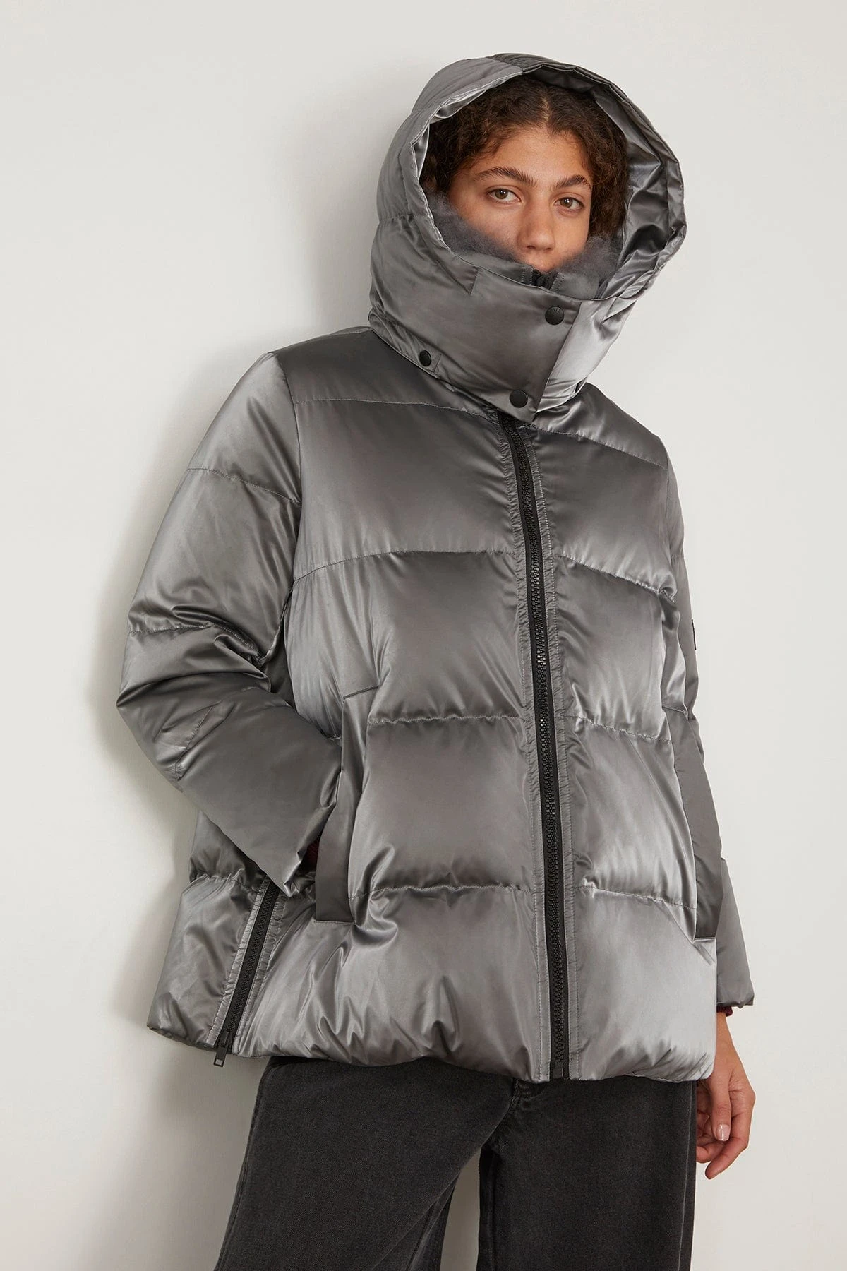 Irise Down Coat With Lamb Trim In Basalte 7 Irise Down Coat With Lamb Trim In Basalte - Image 5