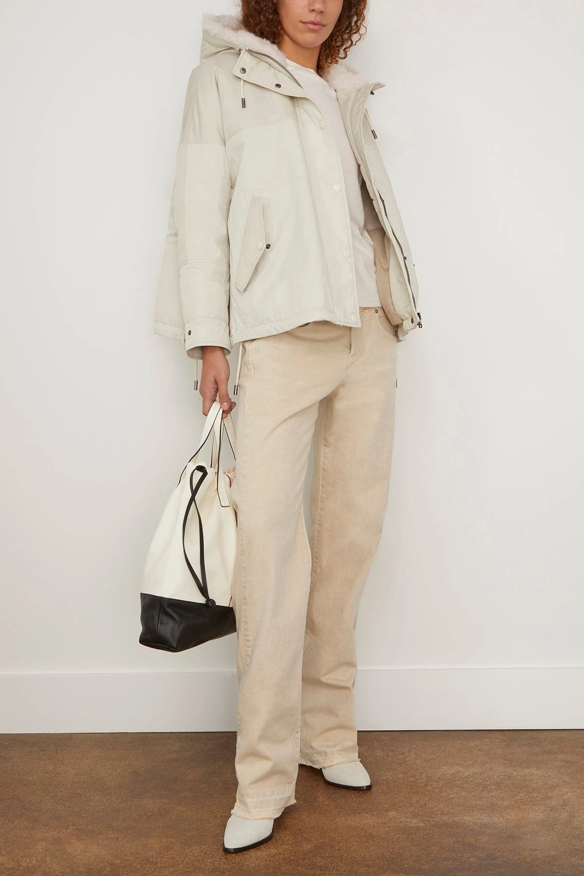 Parka Mix Coat With Lamb Trim In Fog 4 Parka Mix Coat With Lamb Trim In Fog - Image 2