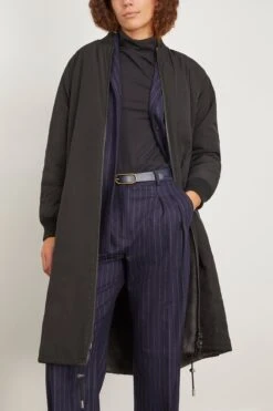 Reversible Technical Coat With Mink Trim In Noir/Basalte -DOROTHE Clothing Shop yvessalomon ReversibleTechnicalCoatwithMinkTriminNoirBasalte 4