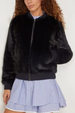 Reversible Technical Jacket With Mink Trim In Dark Blue 9 Reversible Technical Jacket With Mink Trim In Dark Blue -DOROTHE Clothing Shop yvessalomon ReversibleTechnicalJacketwithMinkTriminDarkBlue 2